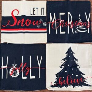NIB 4 decorative holiday pillow covers 18x18